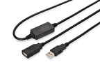 Digitus USB 2.0 Repeater / Uzatma Kablosu, USB A erkek / A dişi, 10 metre&lt;br&gt;
Digitus USB 2.0 Active Extension Cable