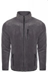 Unisex Antrasit Polar Standart Tam Fermuarlı 3 Cepli Polar Hırka