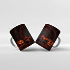 Baskılı Kupa Bardak Cadılar Bayramı Karanlık Mağarada Bal Kabakları