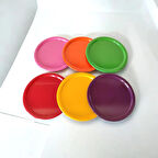 Metal Tepsi Metal Tabak 6 Adet Yuvarlak Çay Ve Kahve Sunum Tepsisi Sunumluk Tabak 17 cm