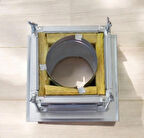 Renuzu Isı Yalıtımlı Yanmaz Boru Baca Çıkışı (Ağaç Ev, Konteyner Için) 130 mm Çap Kare Taban 28*28 İKİ Taban Arası 10cm