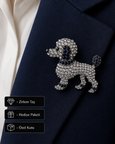 Lüks Taşlı Kaniş Köpek Broş - Hayvanseverlere Işıltılı Kadın Takı Hediye