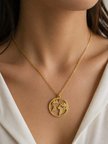 Dünya Haritası Gold Renk Kolye Unisex Hediye 60 cm Zincir
