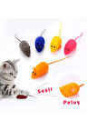 Peluş Fare Sesli Eğitim Eğlence Kedi Oyuncağı Tek Adet
