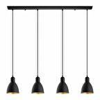 Rsylight Retro Metal Masa Üstü Rustik 4 Lü Siyah Sarkıt Avize genişlik 100 cm