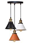 Rsylight Retro Dekoratif 3 Lü Bakır Siyah Beyaz Rustik Metal Sarkıt Avize 30 Cm 