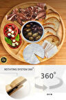 360 Dönerli 5 Bölmeli Sunum Tabağı Kahvaltılık , Çerezlik, Sunumluk Bambu Yuvarlak 33 x33