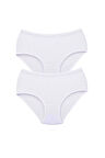 2 Adet Tutku Kadın Yüksek Bel Bato Kalın Lastik Külot Beyaz