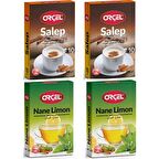 Orçel 2 Nane Limon + 2 Sahlep Aromalı İçecek Tozu Oralet Çay 4x200gr.