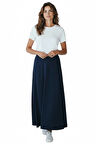 KADIN BELİ LASTİKLİ YANLARDAN DİVET DETAYLI KALIN KIŞLIK ETEK
