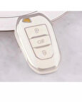 Peugeot 208 308 508 2008 3008 5008 Rifter Anahtar Koruma Kılıfı Far Tuşlu Beyaz/Krom