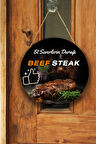 Steak Et Restoran için Duvar, Kapı, Tek Taraflı Askılı Pano Karşılama Tabelası, Et Dükkanı Süs Dekor