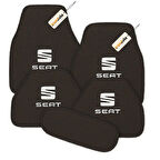 Antrasit Renk SEAT Logolu Halı Oto Paspas Seti 5 Parça – Dayanıklı Malzeme, Su Geçirmez, Kaymaz Taban, Tüm Mevsimlere Uygun