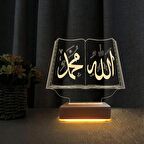 3D Led Gece Lambası Kuran-ı Kerim Allah Muhammed Yazılı Tasarım Hediye Led Gece Lamba