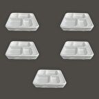 Dağyüce Tek Kullanımlık Köpük 5 Bölmeli Tabldot Köpük Tabak - 26.5x35 Cm. - 10 Adetlik 5 Paket