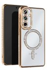 Galaxy S25 Kılıf Joke Simli Magneticsafe Kılıf - Gold