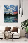 Tekli Dikey Kanvas Tablo, Yağlı Boya Efektli Doğa, Van Gogh, Dekoratif Kanvas Duvar Tablosu