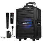 Shile Sl-2017 50 Watt Taşınabilir Seyyar Aktif Amfi Hoparlör Kablosuz El + Yaka Mikrofonlu Usb+Sd+Bt