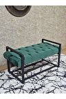 Siyah Boyalı Metal 80 cm Puf Bench - Antre Puf - Hol Bench - Puf - Oturak - Bench Yeşil Renk 90 x 45 Boyut/Ebat