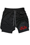 Hızlı Kuruyan 2 in 1 Yetişkin Unisex Spor Why So Serious Baskılı Taytlı Şort Fitness Gym Antrenman