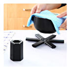 Katlanabilir Nihale Isıya Dayanıklı Kaymaz Tencere Altlığı Siyah Katlanır Yer Kaplamaz Nihale