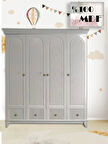 %100 MDF Soho Çizgili Desen 4 Kapılı Bebek & Çocuk Gardırop