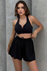 Lesa Wear Yüksel Bel Bol Kesim Etek Görünümlü Taytlı Spor Şort