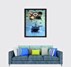 Türkçü, Türk Donanması, Atatürk, Piri Reis Gemileri Çerçeveli Cam Duvar Tablosu 20x30 Cm