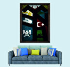 Türkçü, Türk Bayrağı Çerçeveli Cam Duvar Tablosu 20x30 Cm Sp2