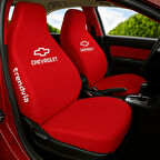 Chevrolet Logolu Kırmızı Penye Oto Servis Kılıfı – Ön ve Arka Koltuk Seti