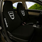 Siyah Penye Kumaş Dacia Logolu Ön ve Arka Oto Koltuk Kılıfı Takımı - Servis Tipi