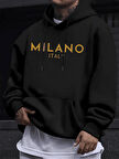 Unisex Oversize Kapüşonlu Sweatshirt Milano Italy Yazılı