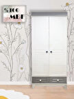 %100 MDF Stella Gri Beyaz 2 Kapılı Bebek & Çocuk Gardırop
