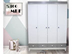 %100 MDF Stella Gri Beyaz 4 Kapılı Bebek & Çocuk Gardırop