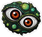 11x10 cm Canavar Gözleri Sticker Laptop Kask Araba Motor Defter Sticker