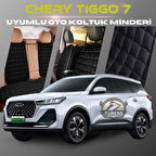 Chery Tiggo 7 Siyah Renk Tay Tüyü Cepli & Terletmez Sırtlı Oto Koltuk Minder Seti - Koltuk Koruma Kılıfı (ÖN & ARKA TAM SET)