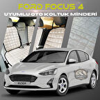 Ford Focus 4 Bej Renk Tay Tüyü Cepli & Terletmez Sırtlı Oto Koltuk Minder Seti - Koltuk Koruma Kılıfı (ÖN & ARKA TAM SET)