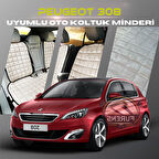 Peugeot 308 Bej Renk Tay Tüyü Cepli & Terletmez Sırtlı Oto Koltuk Minder Seti - Koltuk Koruma Kılıfı (ÖN & ARKA TAM SET)