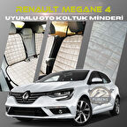 Renault Megane 4 Bej Renk Tay Tüyü Cepli & Terletmez Sırtlı Oto Koltuk Minder Seti - Koltuk Koruma Kılıfı (ÖN & ARKA TAM SET)