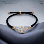 Aşkın Ve Tutkunun Yansıması 14 Ayar Altın Plakalı Siyah Örgülü Şubat Bilekliği