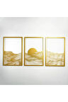 Gün Batımı Metal Dikey 3'lü Set Metal Duvar Dekoru