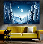 Geyik ve Orman Manzaralı Sanatsal Dekoratif Duvar Tablosu (35x50 cm)