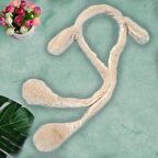 Işıklı Hareketli Kulaklı Peluş Tavşan Taç Krem
