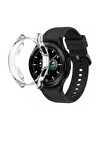 Samsung Galaxy Watch 4 44mm ile Uyumlu Kasa Ve Ekran Koruyucu 360 Tam Koruma Silikon Kılıf