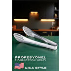 Amerikan Tip Mutfak Maşası 304 Paslanmaz Çelik Makarna Pasta Salata Çok Amaçlı Maşa