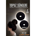 SİYAH Mini Saç Topuz Süngeri  2 ADET 8.5 CM Çap 3.5 cm Kalınlık