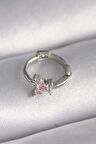 316L Çelik Gümüş Renk Pembe Zirkon Taşlı Kelebek Model Tragus Piercing