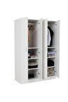 Gümüş Giyinme Dolabı - Çok Amaçlı Dolap - Gardırop 180 Cm-4 Kapaklı