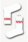 Nasa Desenli Unisex Atletik Kolej Çorap