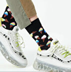 Dondurma Desenli Siyah Renkli Kolej Çorap